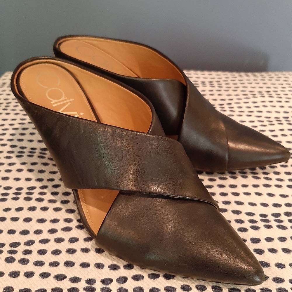 Calvin Klein Leather Mules